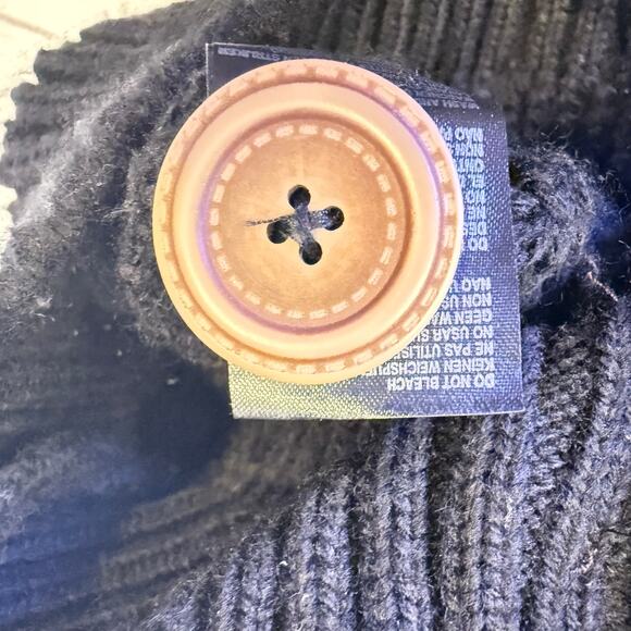 Leif Nelson medium men toggle Cozy Cabin Black sweater chunky knit fisherman - Picture 13 of 13